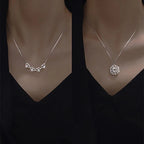 Hjärta och lyckoklöver halsband med öppningsbart hänge och zirkoner