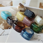 Vintage ring i resin & akryl – Geometrisk fyrkantig design för dam & herr