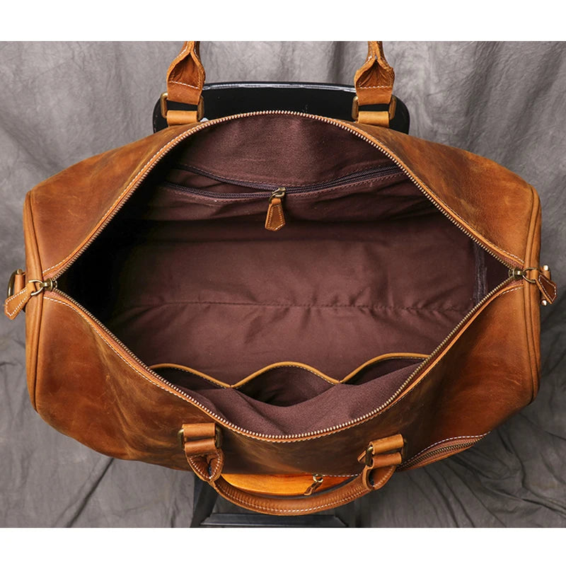 Resväska i äkta läder – Vintage duffel bag
