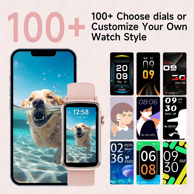LIGE Smartwatch 1.47” – Pulsmätning & Bluetooth-samtal