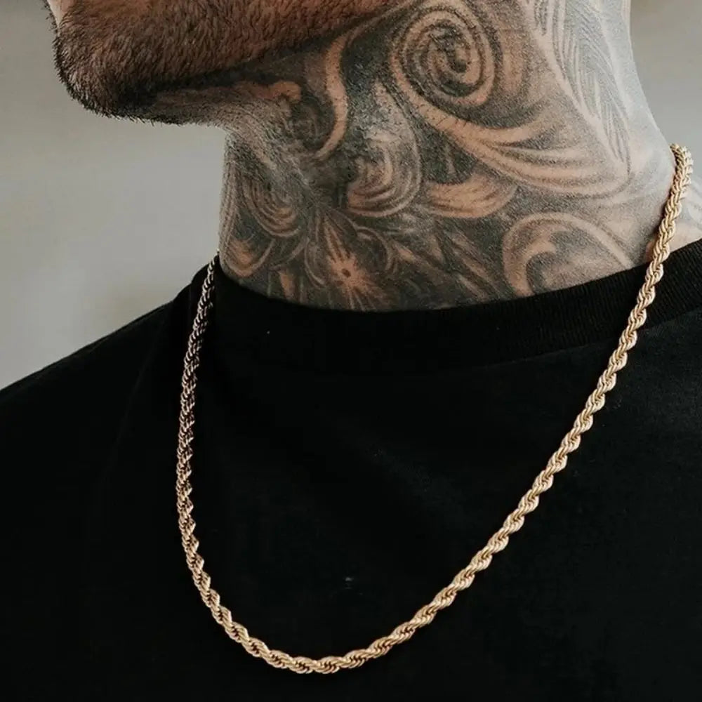 Repkedja halsband i rostfritt stål – tvinnad kedja för dam och herr