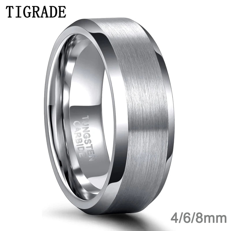 TIGRADE unisexring i tungsten 4–8 mm – borstad silver
