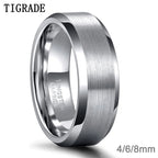 TIGRADE unisexring i tungsten 4–8 mm – borstad silver