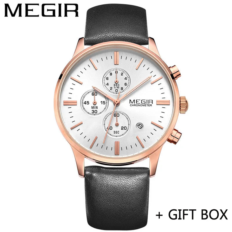 MEGIR Herrklocka 2011 – Stoppur med äkta läderband