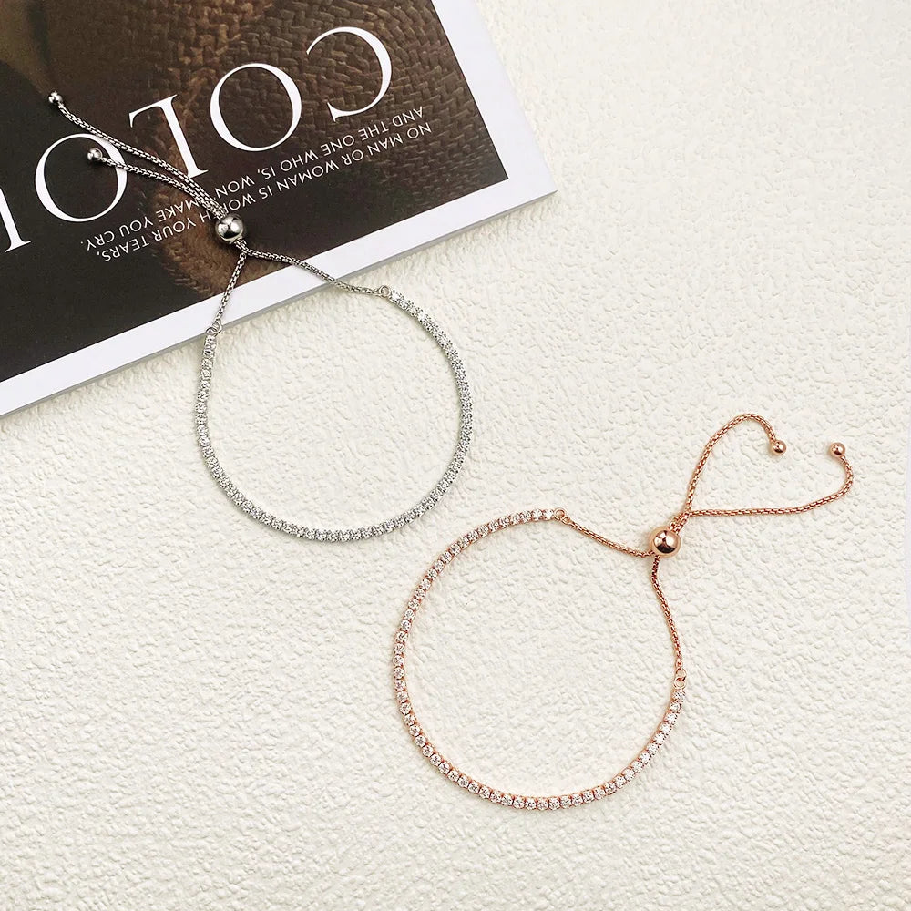 Moissanite Tennisarmband Dam Roséguld Justerbart