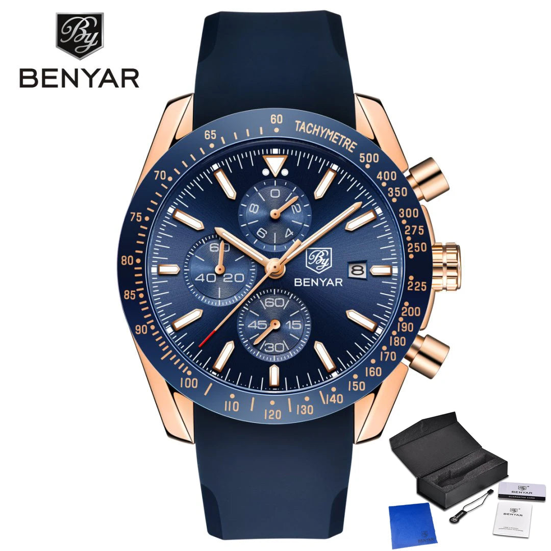 BENYAR Quartz Herrklocka – Lyxig businessklocka i läder