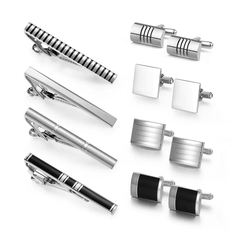 Slipsnålar & manschettknappar set 4-pack – lyxigt presentset herr