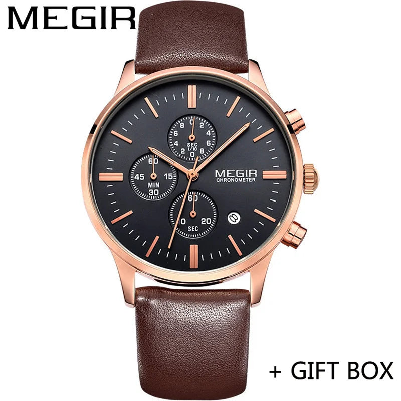 MEGIR Herrklocka 2011 – Stoppur med äkta läderband