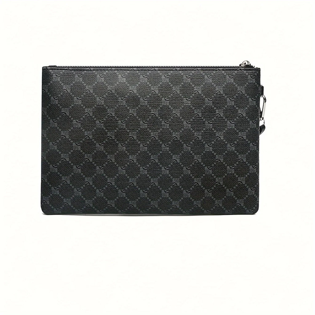 Herr clutch i PU-läder – stor plånbok med handledsrem och förvaring