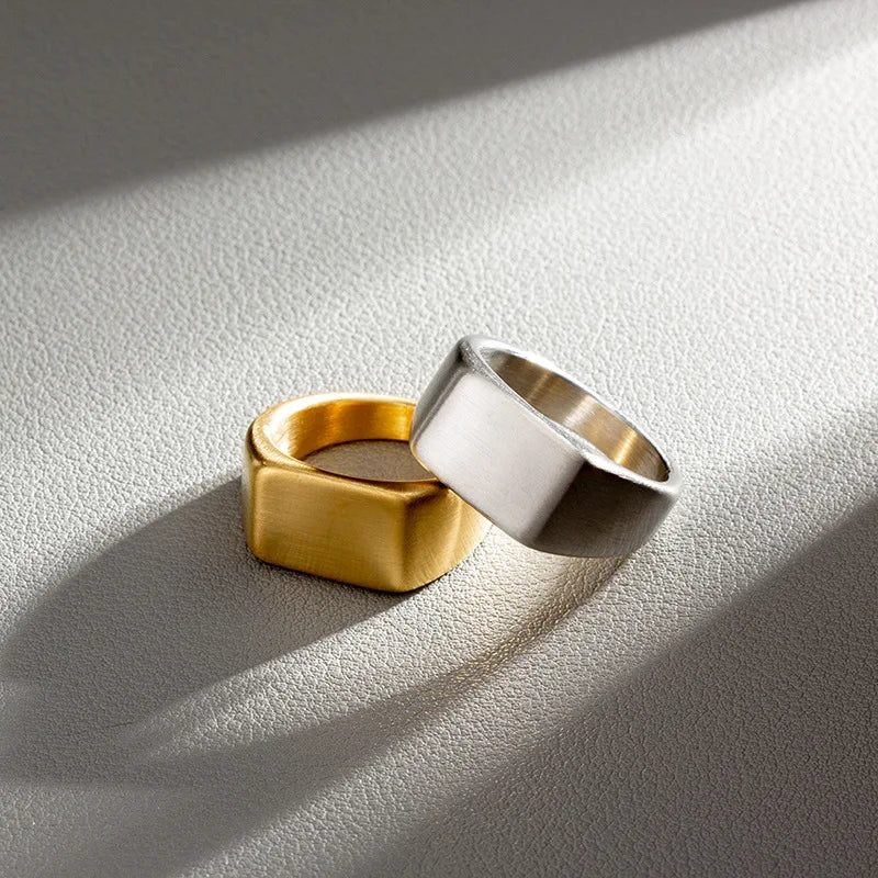Minimalistisk Ring Herr – 316L Rostfritt Stål Rektangulär Design