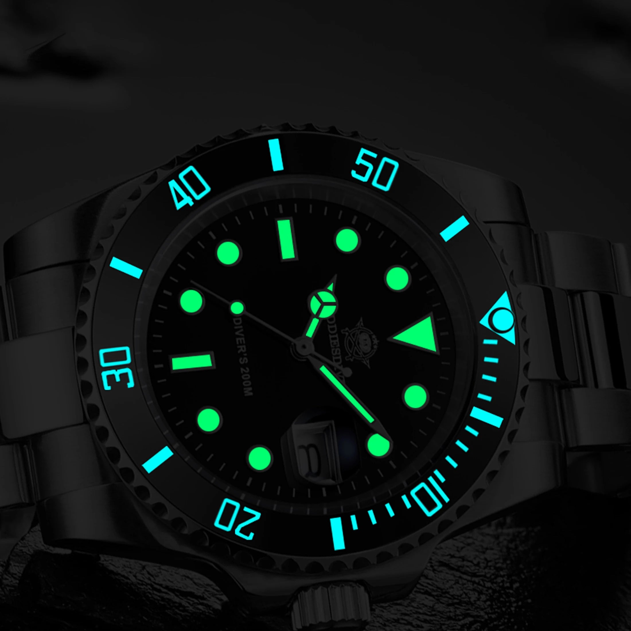 ADDIESDIVE Lyxigt dykarur för herr – 41 mm quartz, 200 m, keramisk