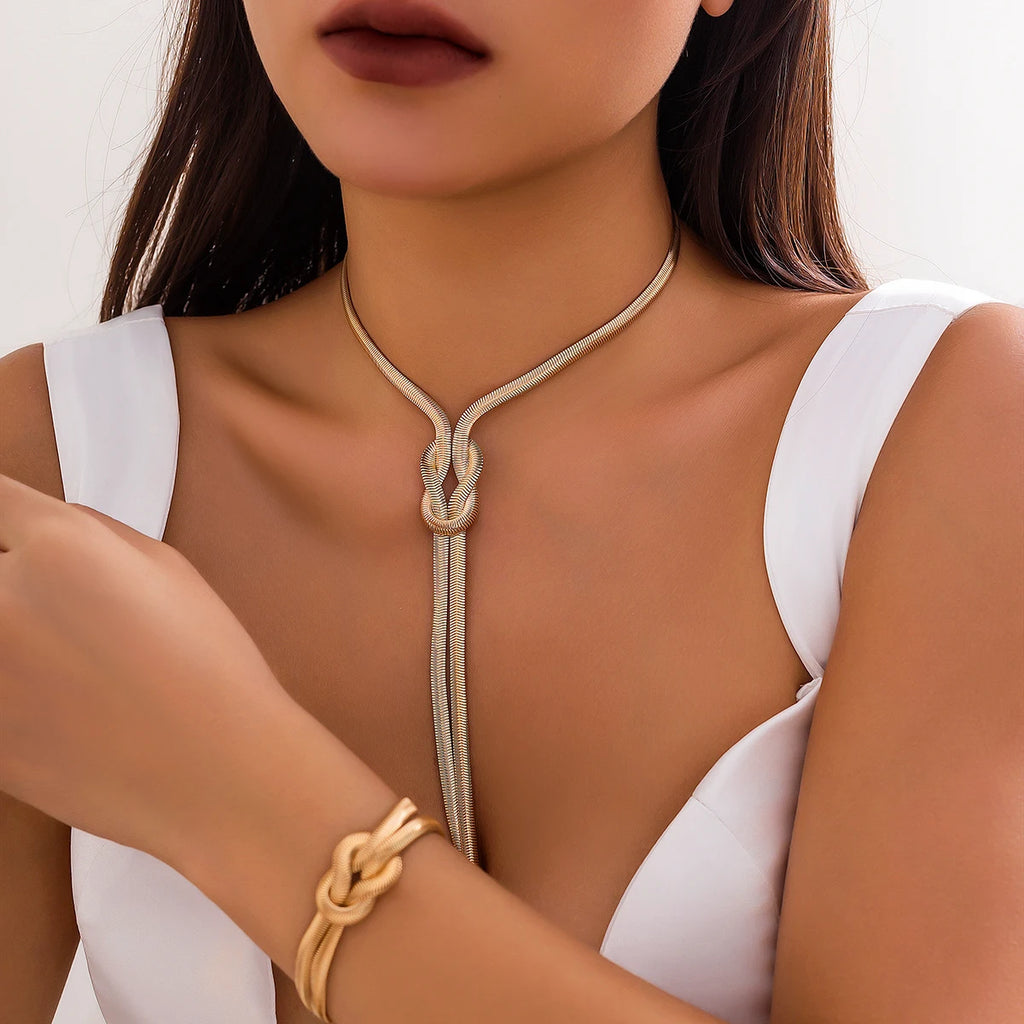 Vintage smyckesset i guld – Halsband och armband för bröllop