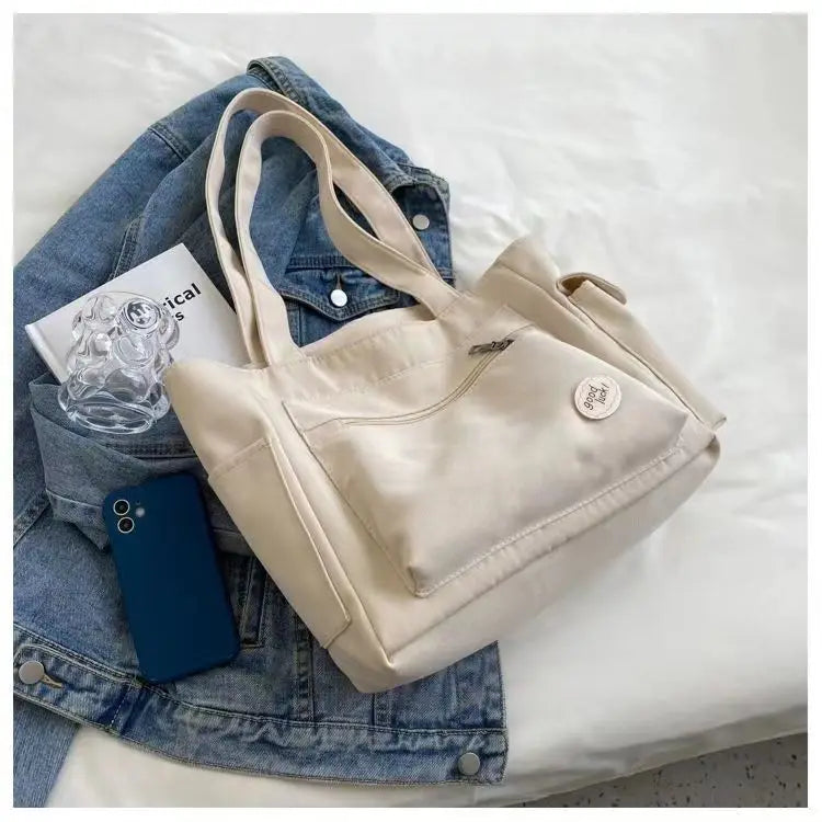 Canvas tote bag med stor kapacitet