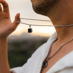 Halsband herr fyrkantigt hänge – geometrisk design i rostfritt stål