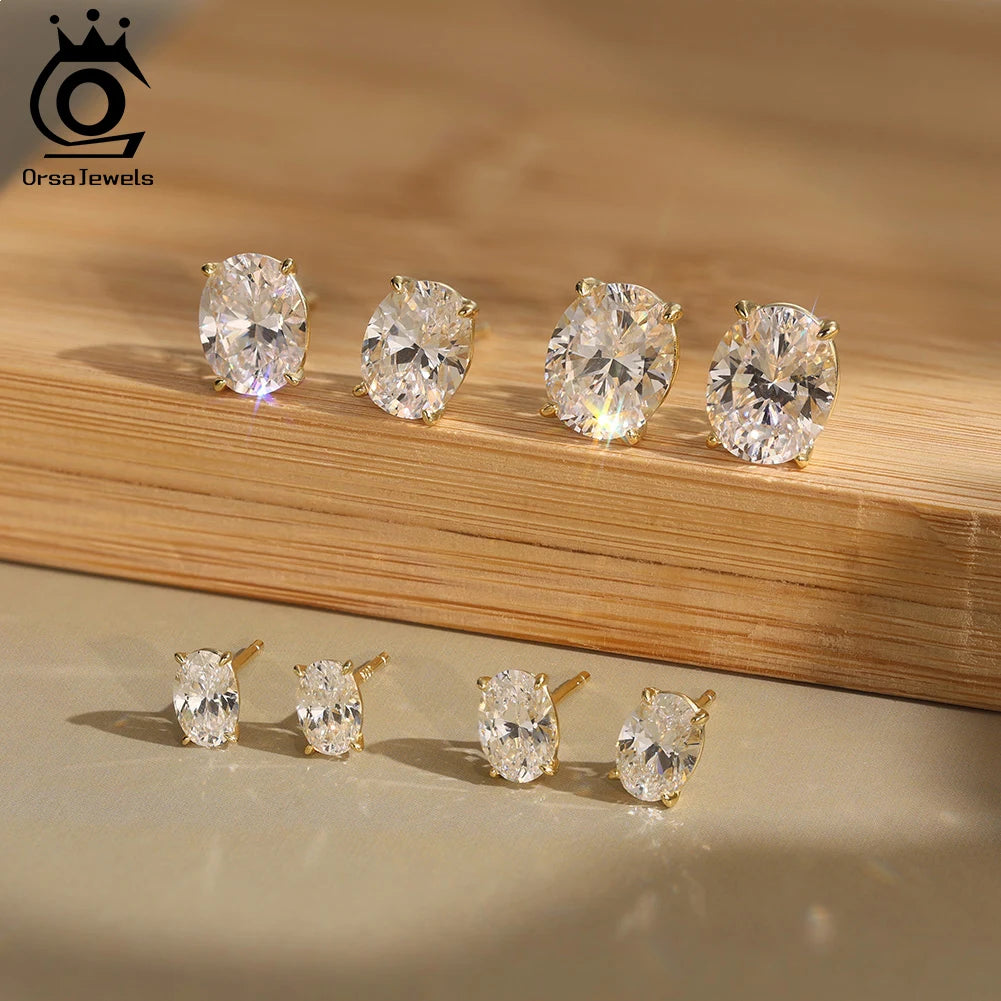 ORSA JEWELS örhängen med oval zirkonia – 925 sterlingsilver
