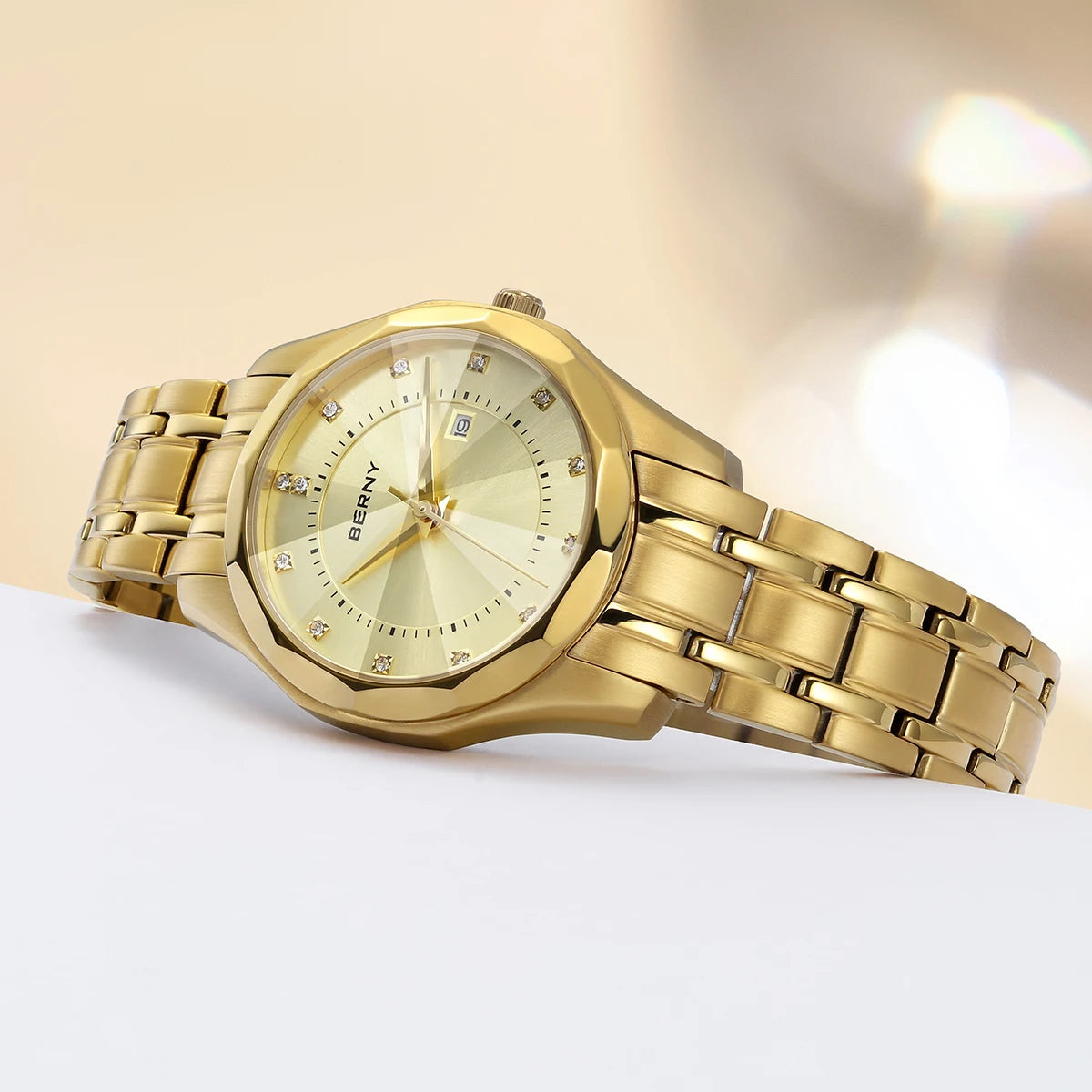 BERNY damklocka i guldton – Elegant automatisk klocka