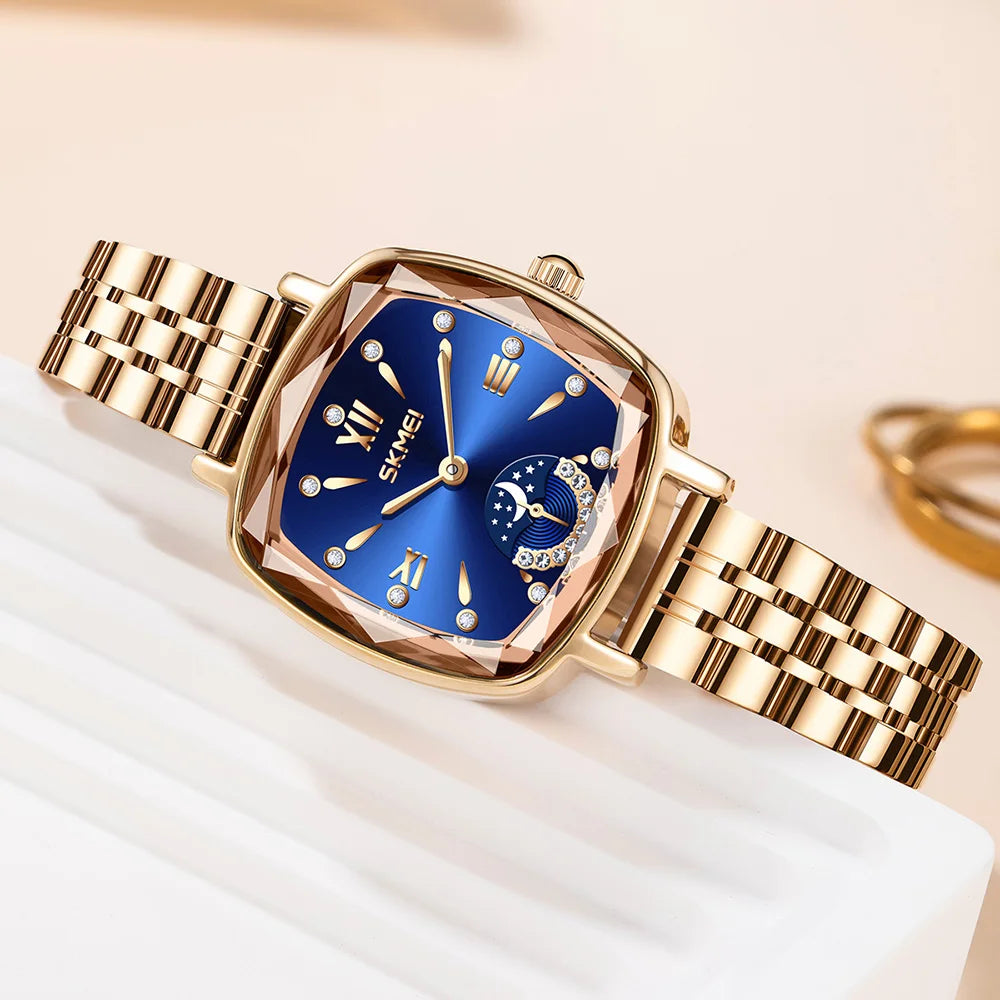 SKMEI Damklocka L7090 – Elegant fyrkantig klocka i rostfritt stål