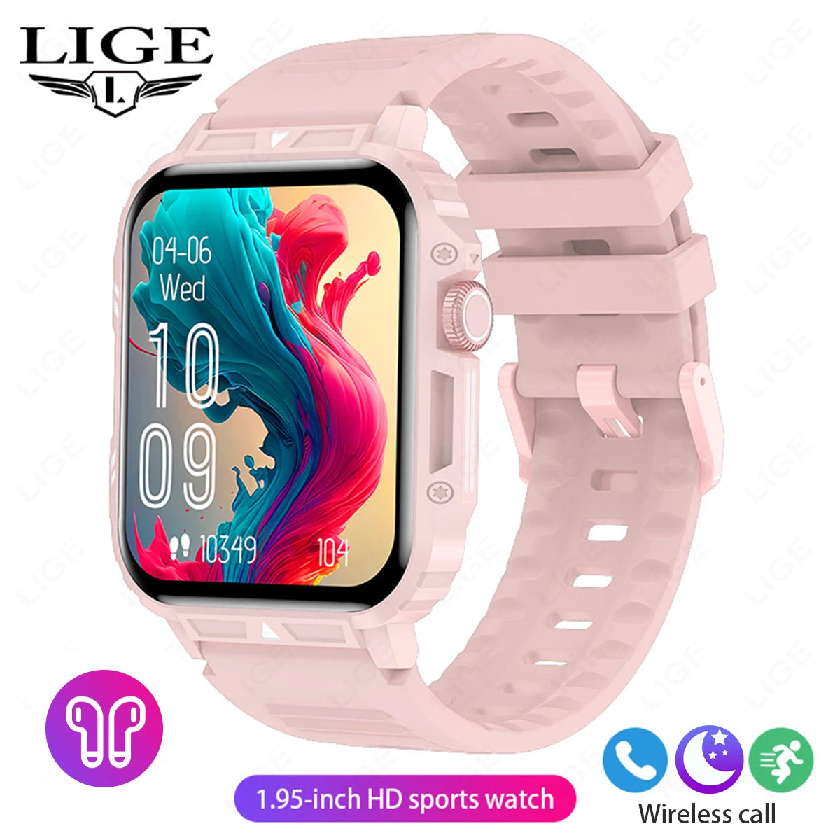 LIGE Smartwatch 1.95” – Bluetooth-samtal & fitness
