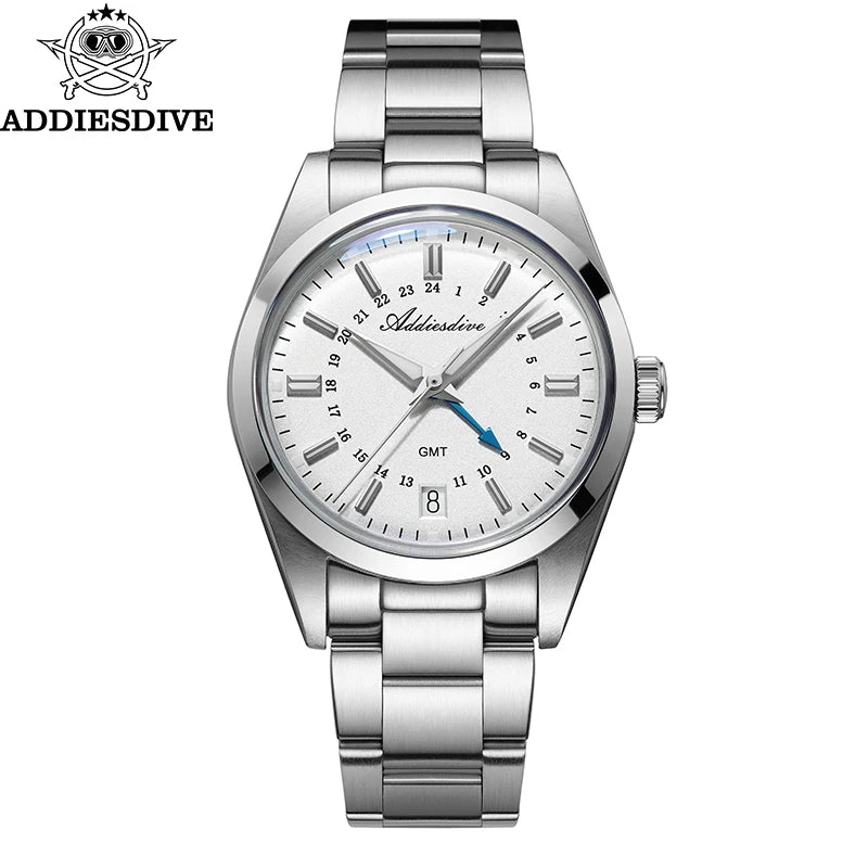 ADDIESDIVE AD2065 – Lyxig 36mm GMT quartzklocka i rostfritt stål (10ATM)