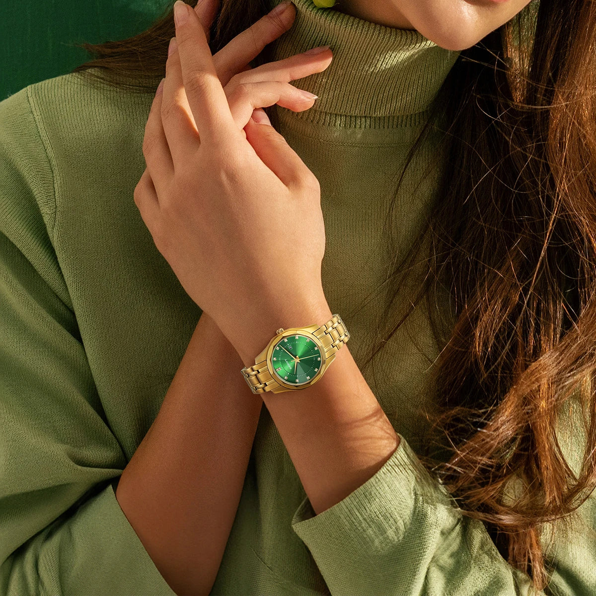 BERNY damklocka i guldton – Elegant automatisk klocka