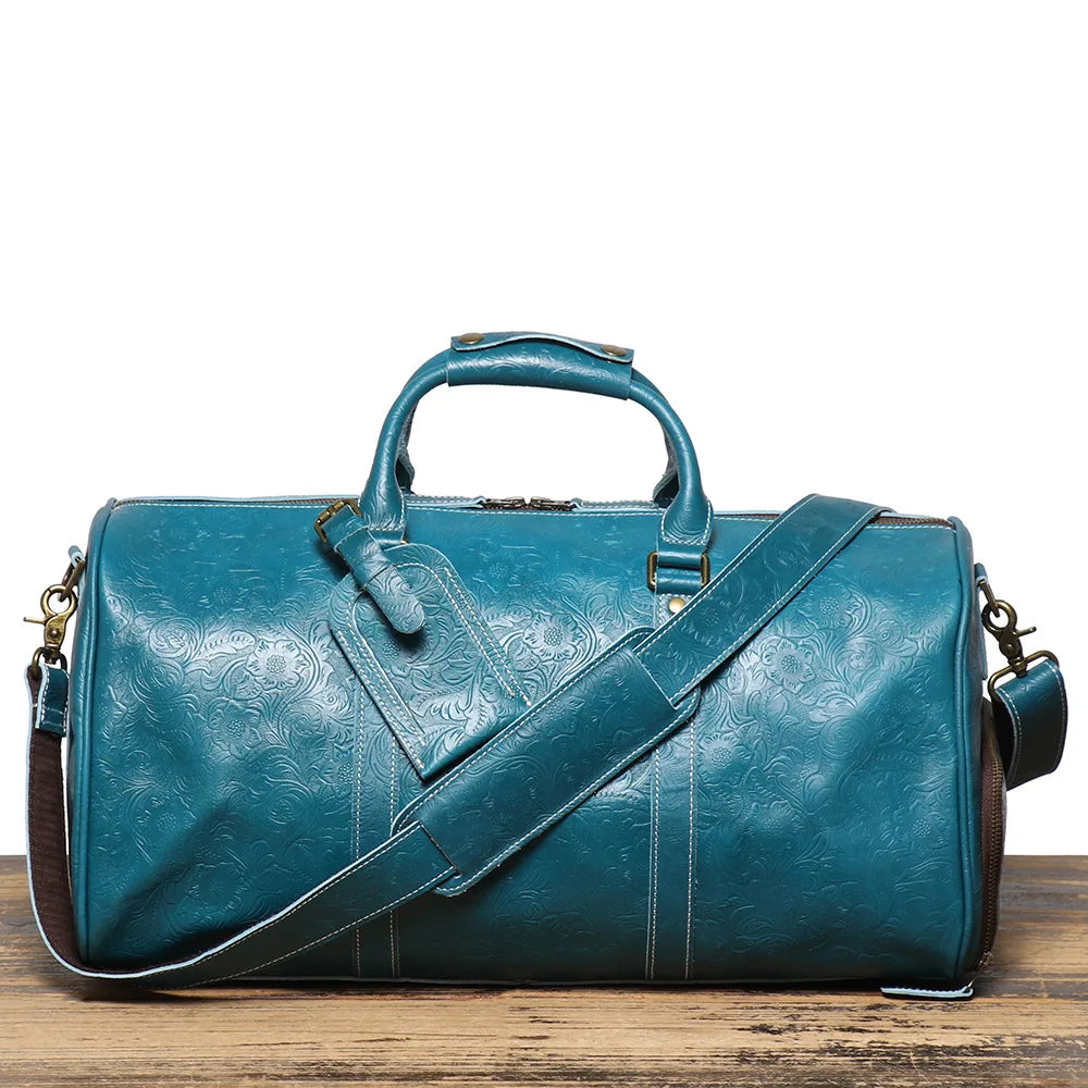 Resväska i äkta läder herr – vintage duffel bag i kohud