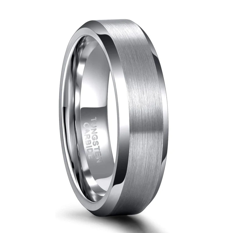 TIGRADE unisexring i tungsten 4–8 mm – borstad silver