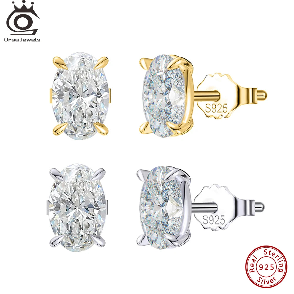 ORSA JEWELS örhängen med oval zirkonia – 925 sterlingsilver