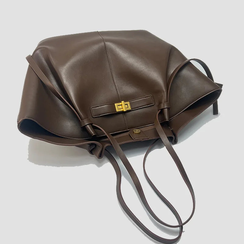 Stor shopperväska dam – elegant tote bag med metallspänne