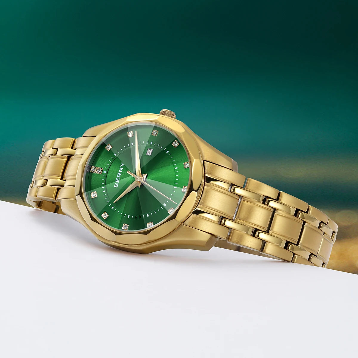 BERNY damklocka i guldton – Elegant automatisk klocka