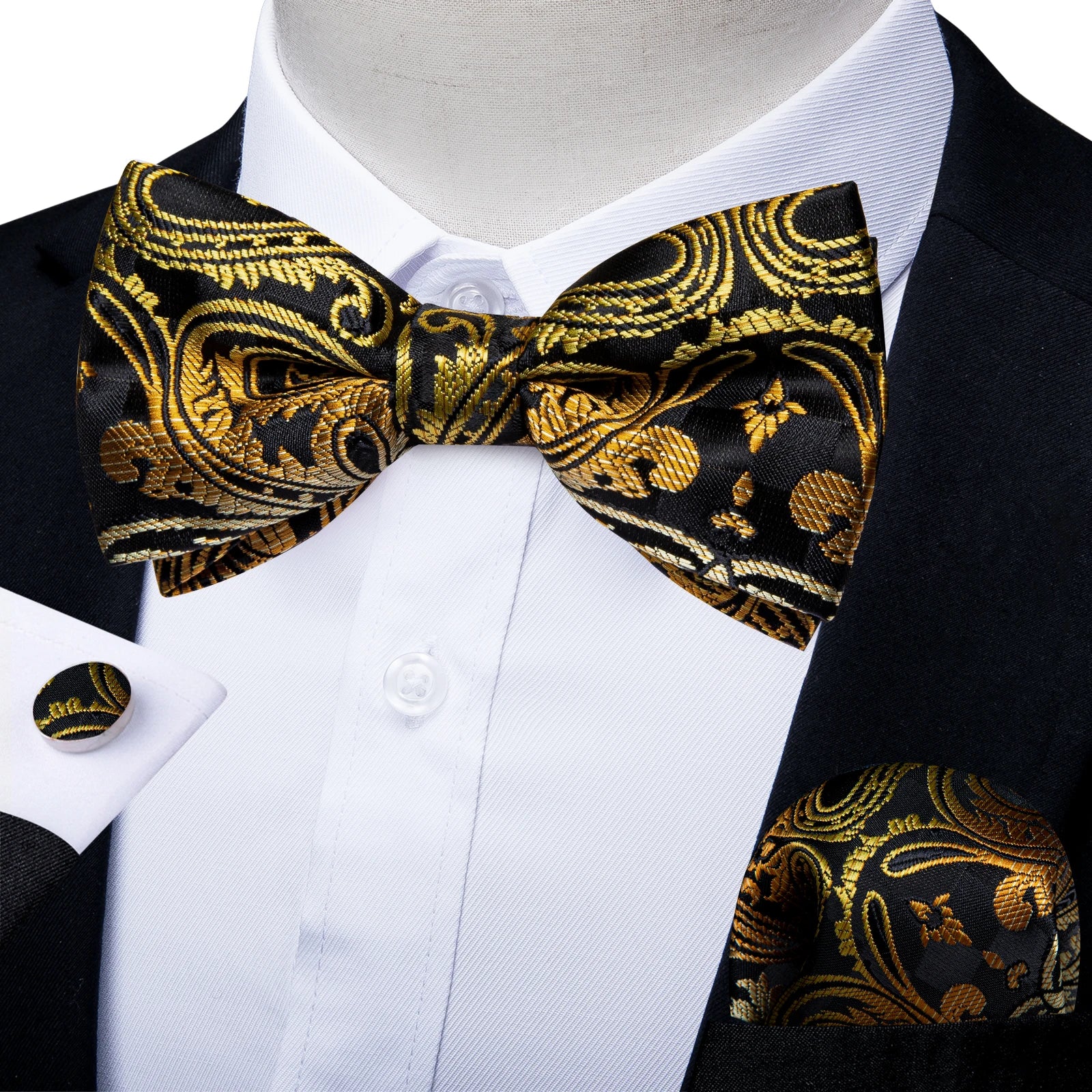 Flugset paisley herr – fluga, näsduk & manschettknappar