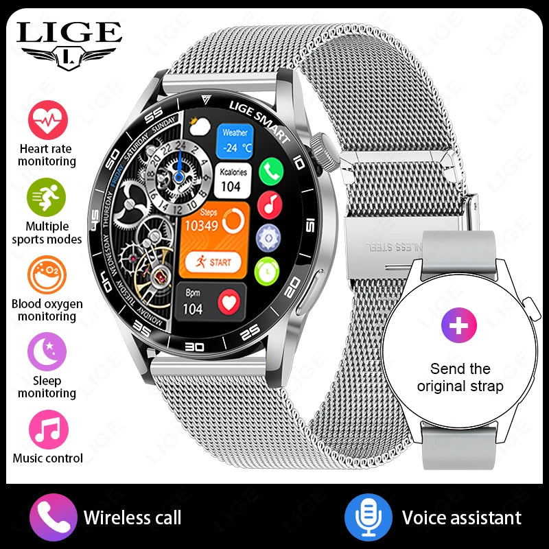 LIGE Outdoor Smartwatch 1.38” – Bluetooth-samtal & sport