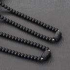 Stenpärlhalsband herr – svart onyx & stjärntecken