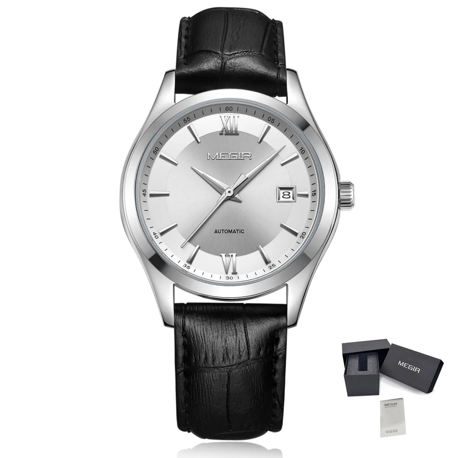 Herrklocka MEGIR automatisk – läder & 5 ATM