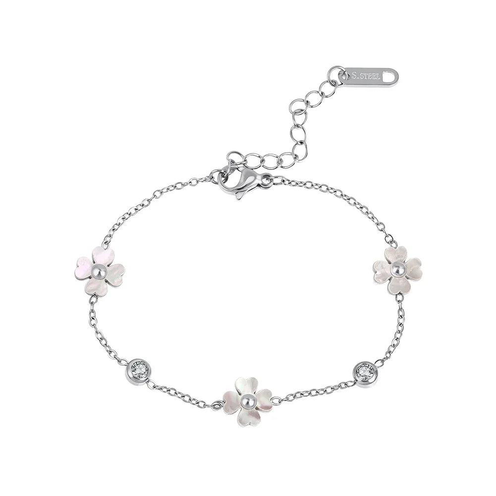 ORSA JEWELS damarmband – blomma med zirkonia i rostfritt stål