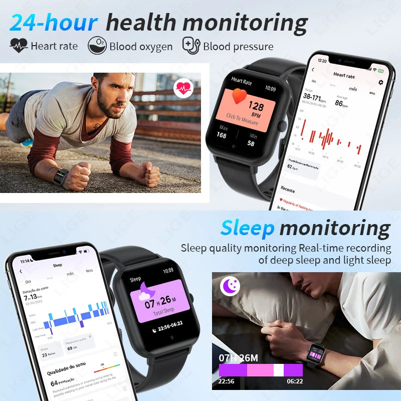 LIGE GPS Smartwatch 1.83” – 100+ sportlägen & Bluetooth-samtal