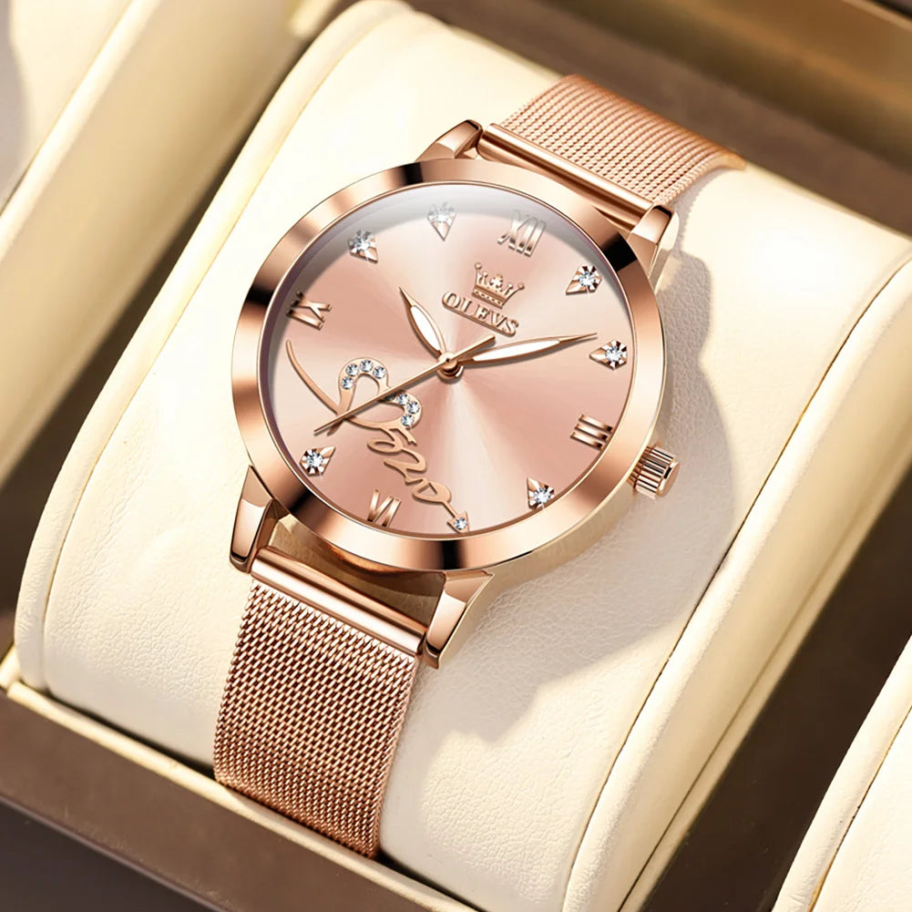 OLEVS 5530 Damklocka Roséguld – elegant kvartsklocka