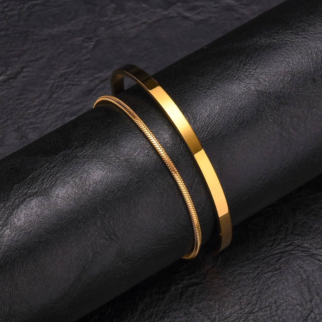 Trendigt armband  för män – 2‑pack i rostfritt stål