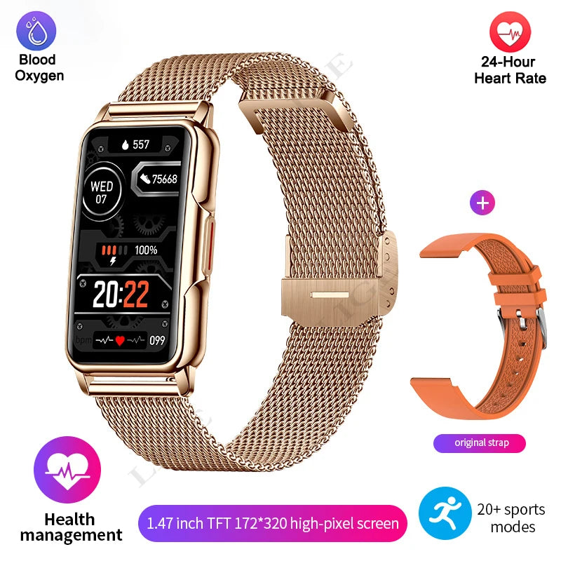 LIGE Smartwatch Dam 1.47” – Bluetooth-samtal & hälsa