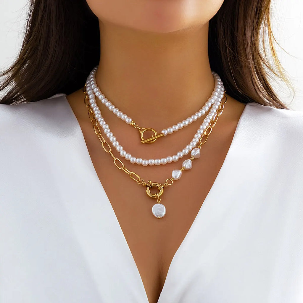 3-pack halsband med pärlor – Y2K vintage