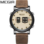 MEGIR Herrklocka – Sportig militärklocka med äkta läderband