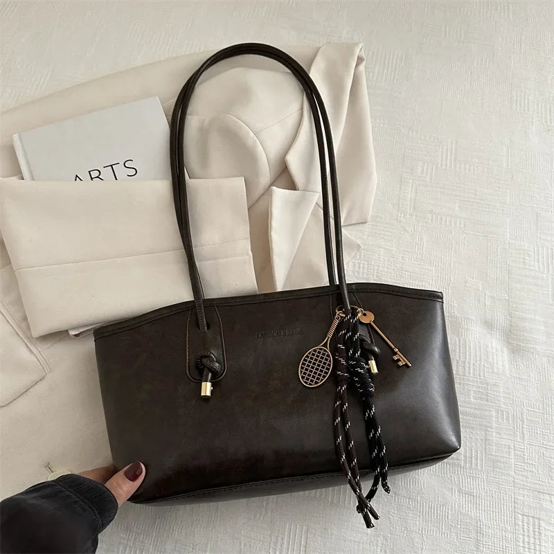 Stor retro tote bag i polyester med modern enkel design