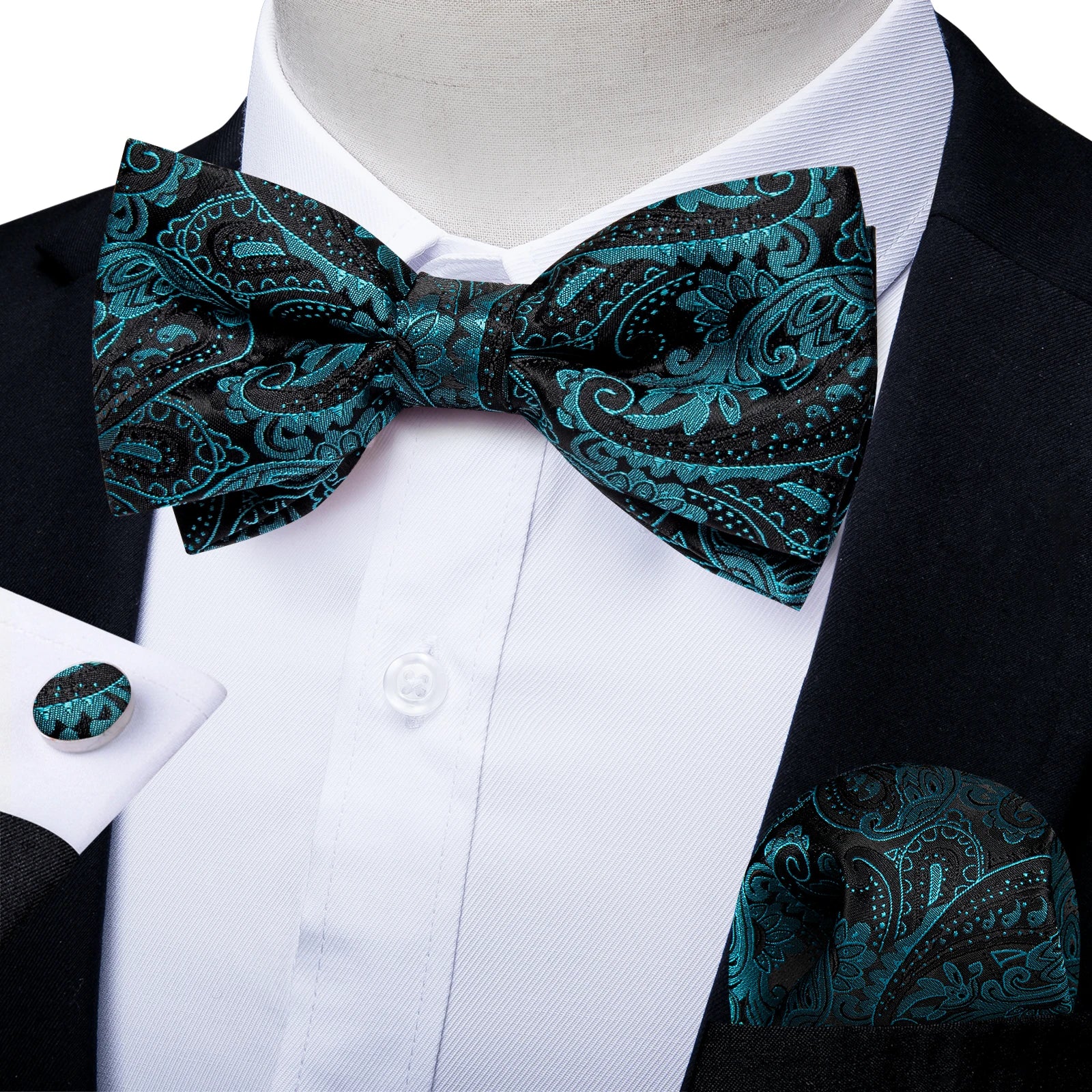 Flugset paisley herr – fluga, näsduk & manschettknappar