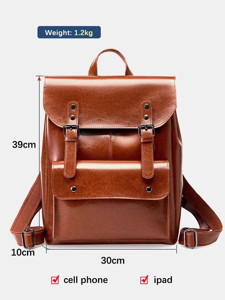 ZENCY ryggsäck dam i äkta läder med laptopfack 14 tum
