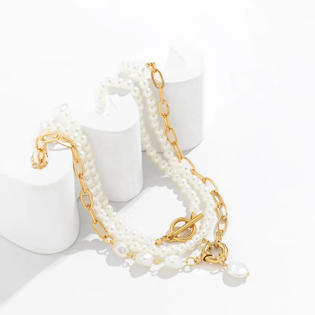 3-pack halsband med pärlor – Y2K vintage