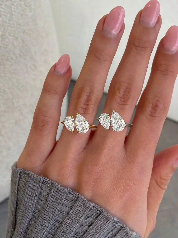 Vattendroppsring i sterling silver – gnistrande CZ‑ring för dam