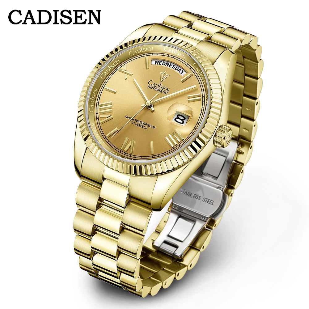 CADISEN C8185 automatisk herrklocka – Meteoritur­tavla, miyota 8285, safirglas, 100 m