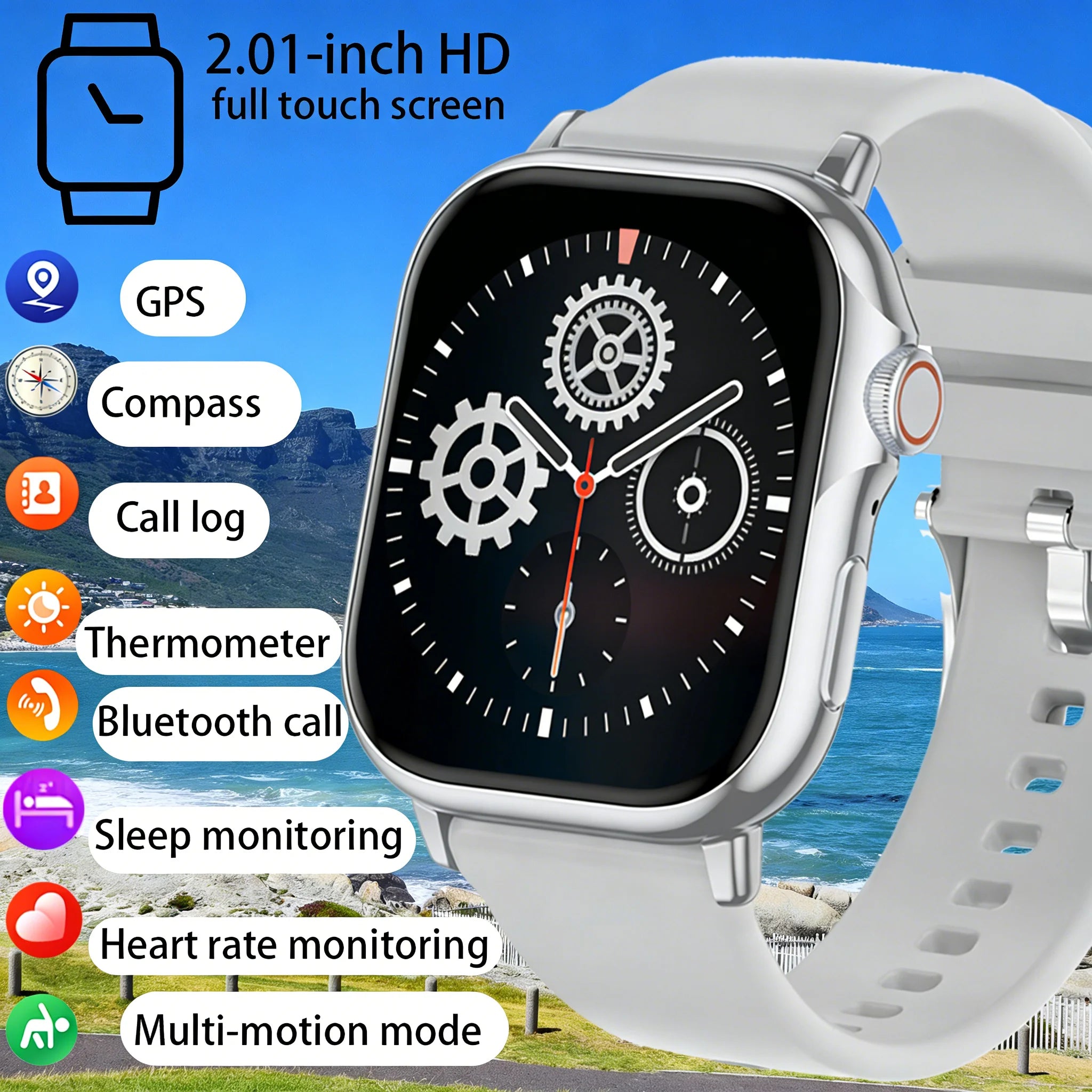 Smartwatch 2.01” HD – Bluetooth-samtal & stor skärm
