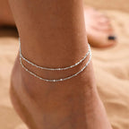 Fotlänk dam set silver – justerbar multilayer