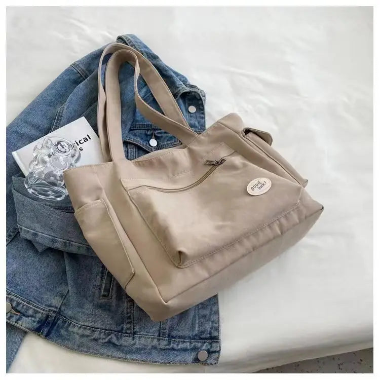 Canvas tote bag med stor kapacitet