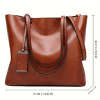 Tote bag dam i retro PU-läder – arbetsväska med laptopfack